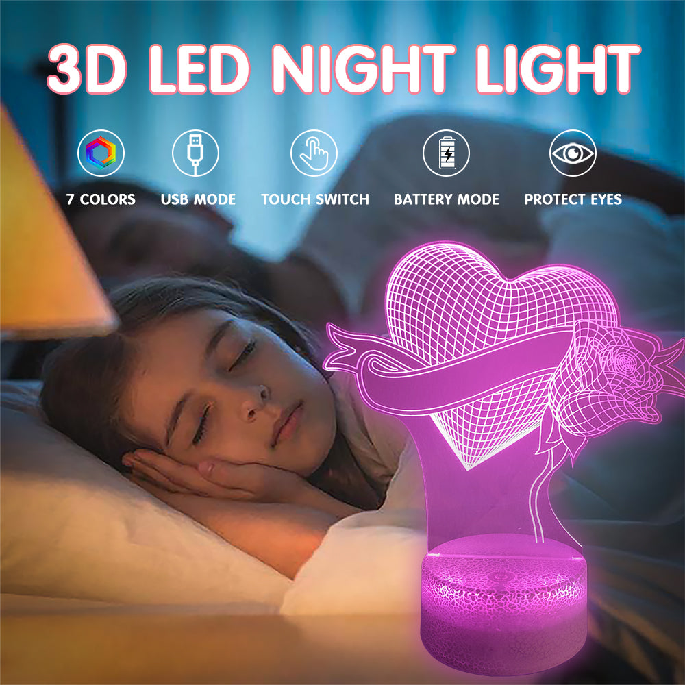 Love Rose Night Light with Smart Touch 7 Colors